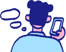 スマホを見て回答を考えている学生のイラスト