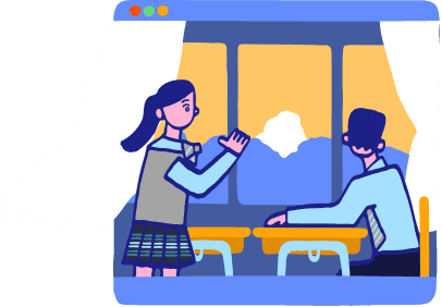 放課後の教室にいる2人の学生のイラスト