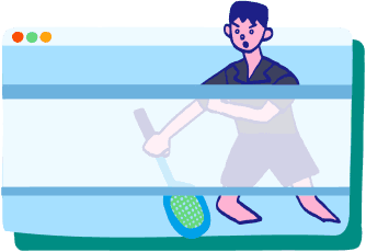 バドミントンをする学生のイラスト